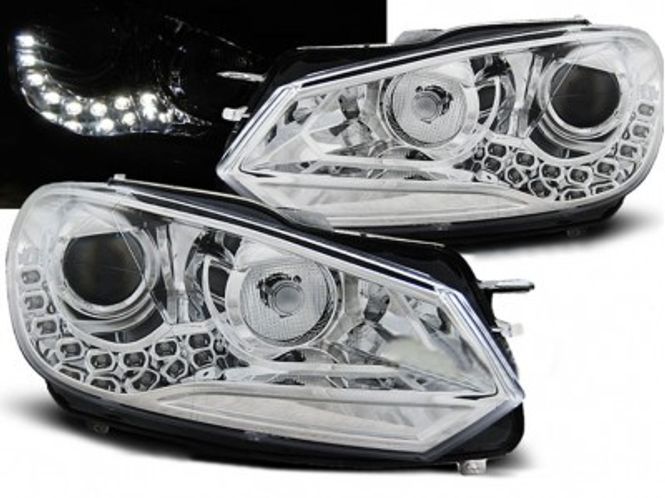 Hovedbilde VW Golf 6 Forlygter LED Kørelys OE Design Krom