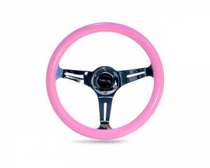 Hovedbilde NRG Solid Pink Painted Grip 3 Chrome Spokes 350mm ...